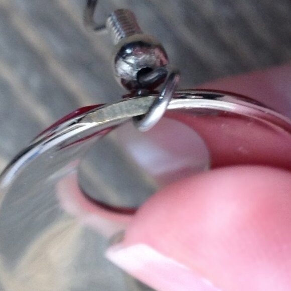 Vintage Edgar Berebi Oval Tropical Red Green Enamel Silver Tone Drop Earrings - Picture 7 of 7